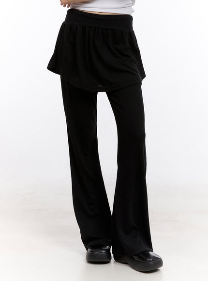 Flared Comfy Pants with Attached Skirt CF512