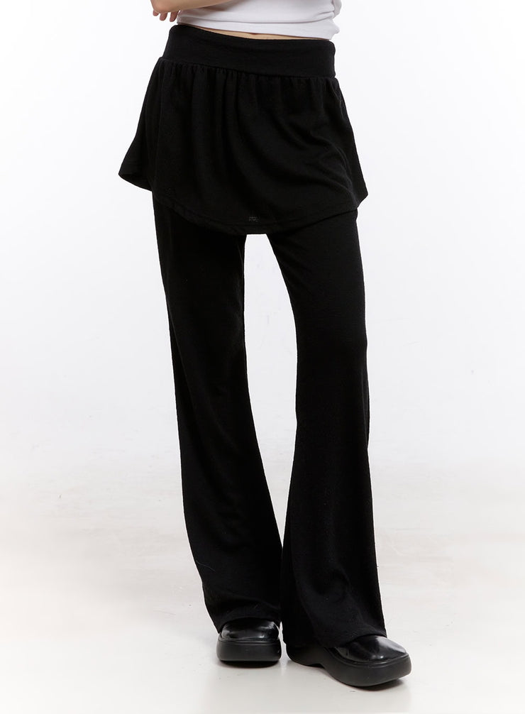 Flared Comfy Pants with Attached Skirt CF512