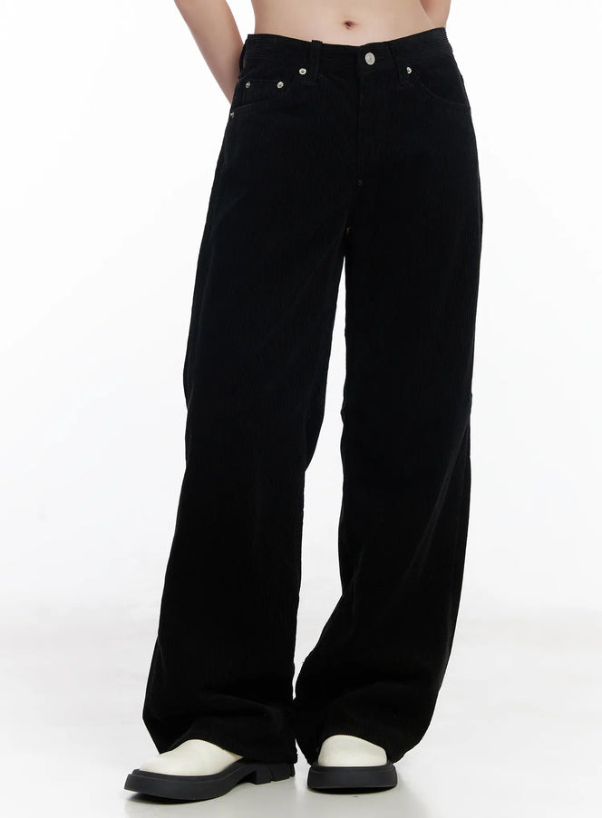 corduroy-wide-leg-cotton-pants-cj520 / Black