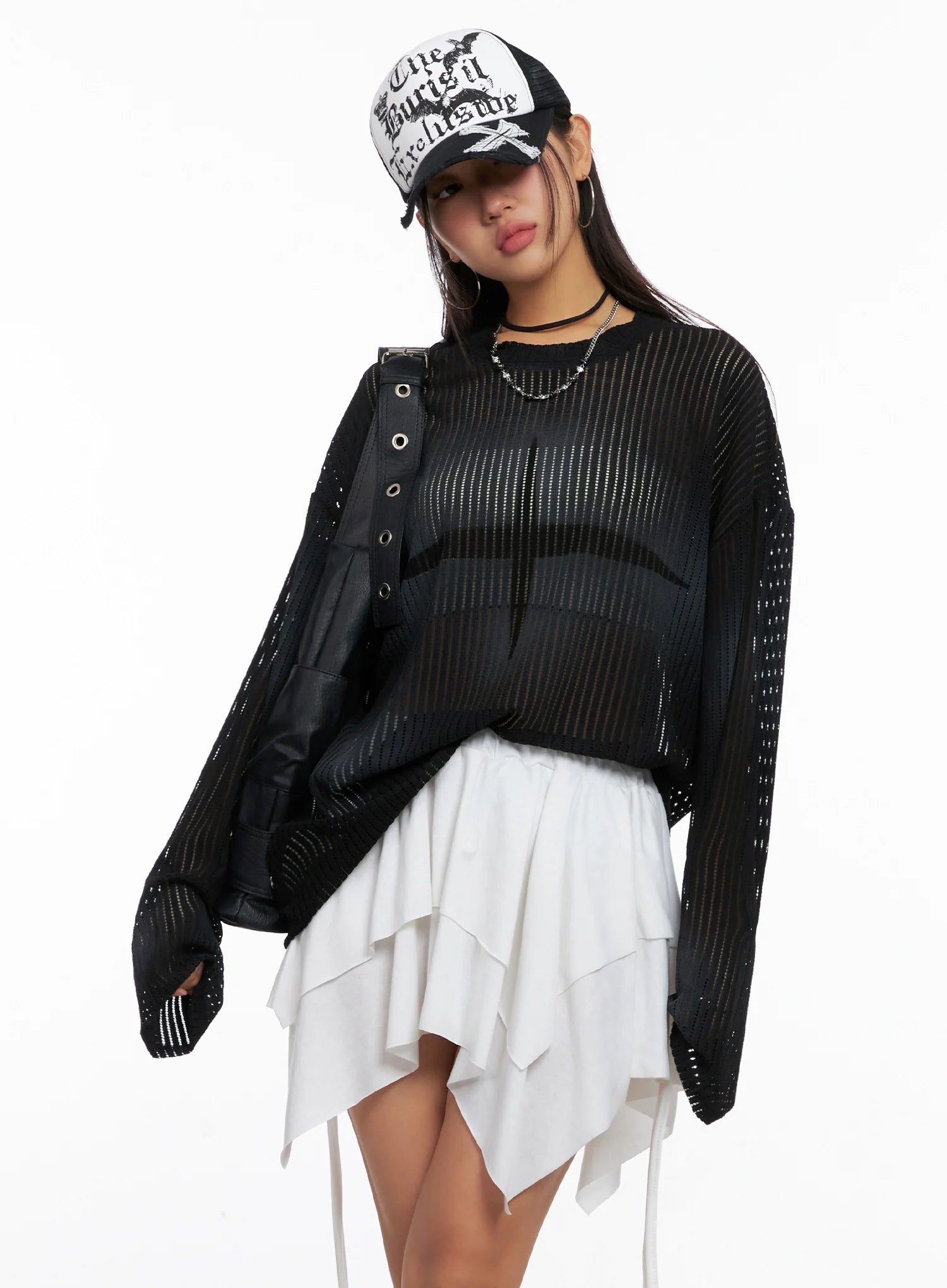 ribbed-lightweight-long-sleeve-tee-ig528 / Black