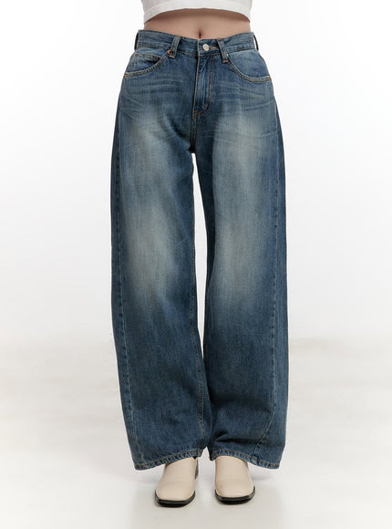 belle-washed-wide-leg-jeans-cf528 / Blue