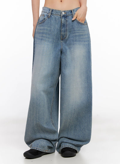 seojin-washed-wide-leg-jeans-ig508 / Blue