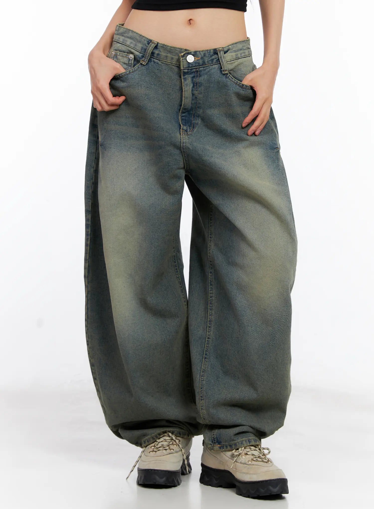 chowon-washed-wide-leg-denim-jeans-cl530 / Blue