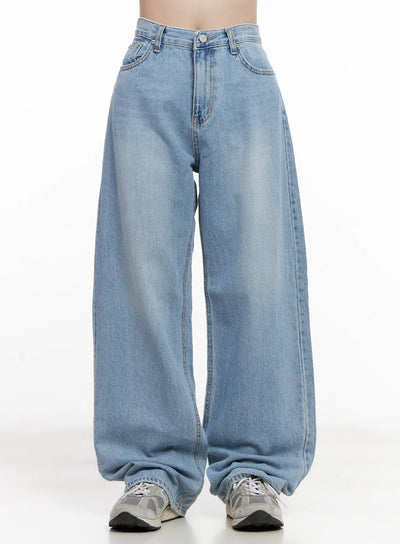 ari-washed-wide-leg-denim-jeans-cl515 / Blue