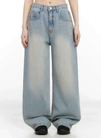 eugenia-wide-leg-washed-jeans-im523 / Blue