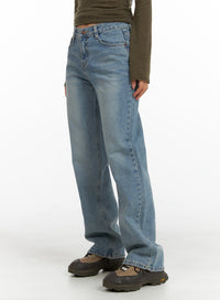 washed-straight-jeans-cm411 / Blue