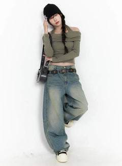 mariah-wide-leg-baggy-jeans-cj526 / Blue