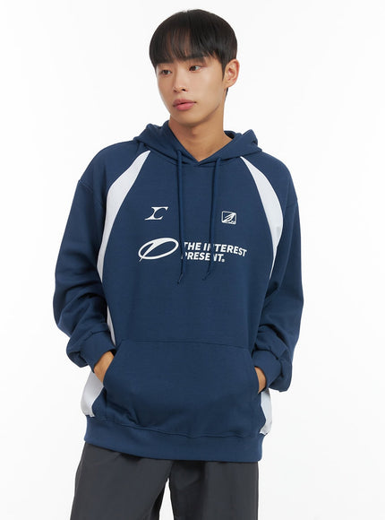 mens-trendy-loose-fit-graphic-hoodie-co408 / Blue