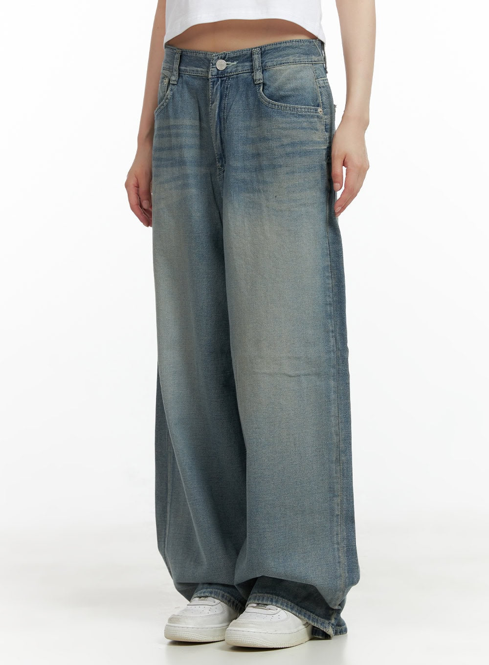 hem-snap-baggy-jeans-cl403 / Blue