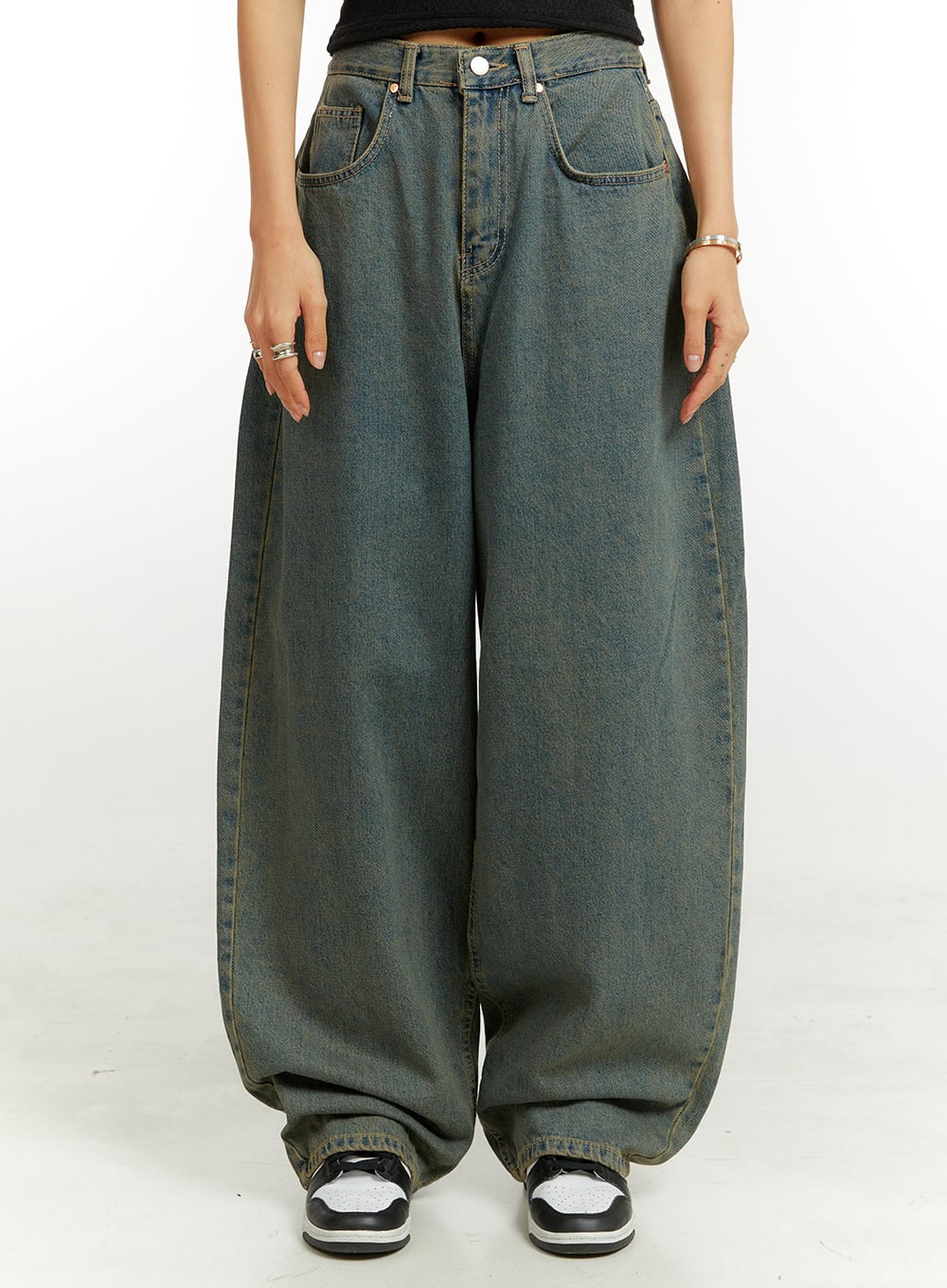 denim-washed-baggy-jeans-cu424 / Blue