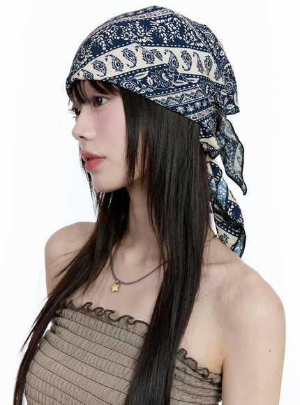 bohemian-paisley-head-scarf-cg507 / Blue