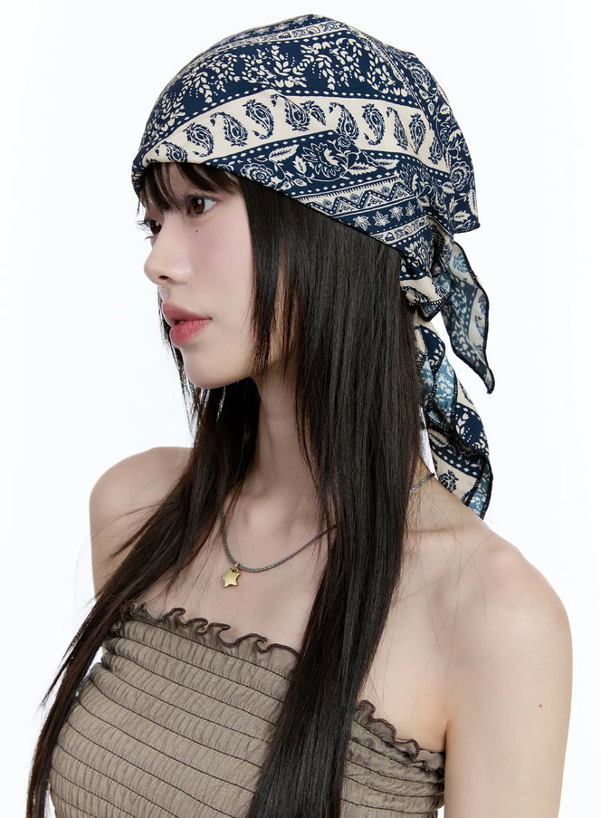 bohemian-paisley-head-scarf-cg507 / Blue