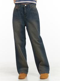 sunset-washed-loose-fit-straight-jeans-cy414 / Blue