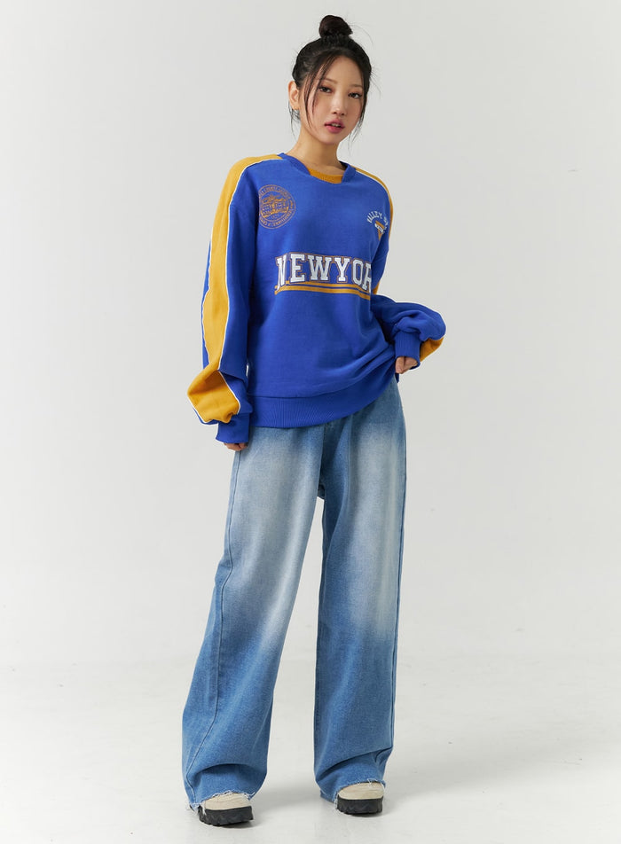 full-length-mid-rise-wide-leg-jeans-cd301 / Blue