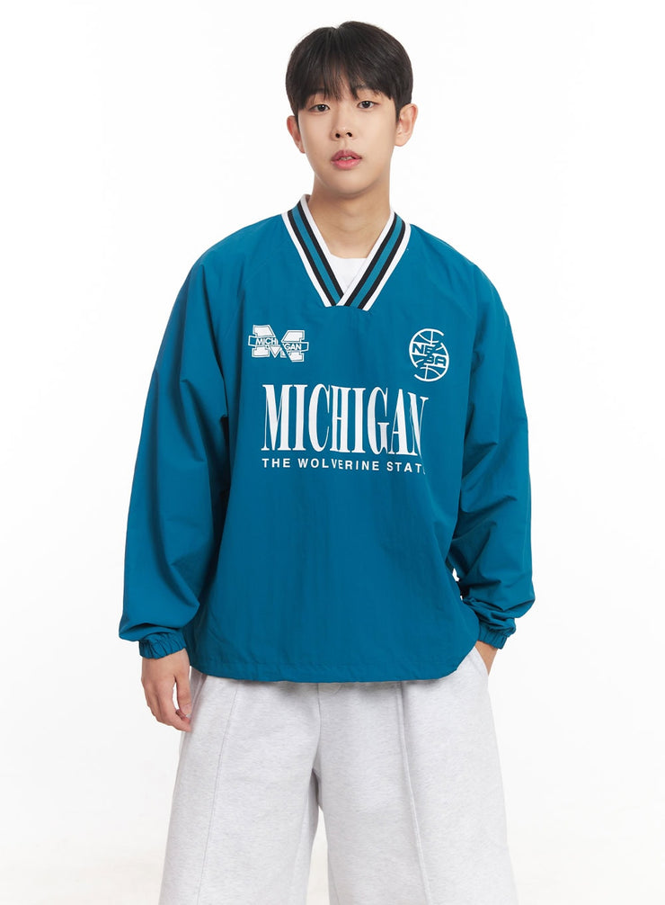 Men's Graphic V-Neck Windbreaker Sweatshirt  IM528