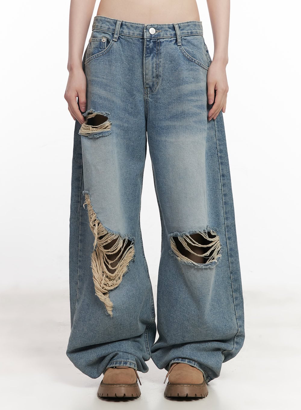 hattie-distressed-wide-leg-jeans-cy520 / Blue
