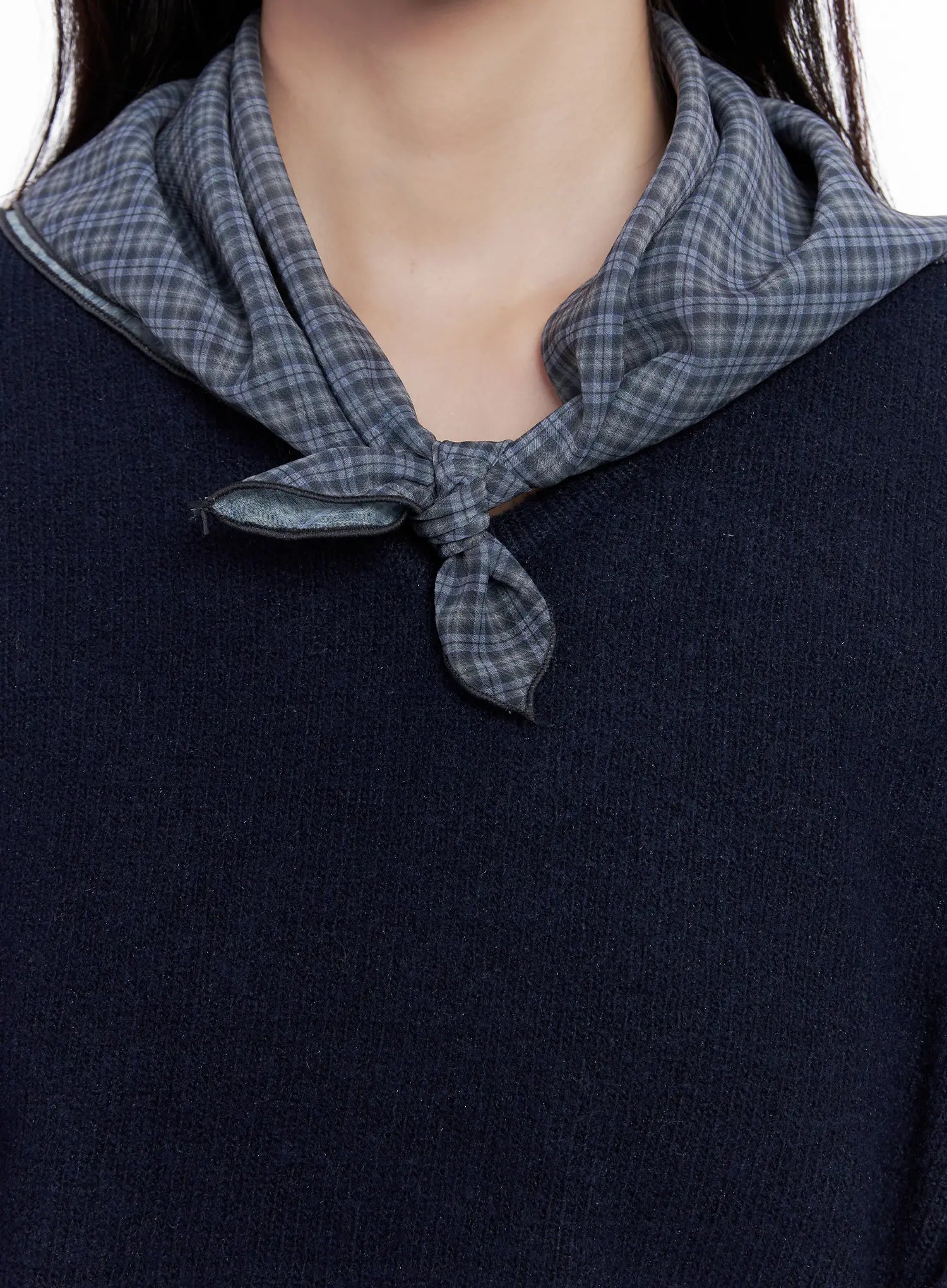 plaid-chiffon-scarf-co524 / Blue