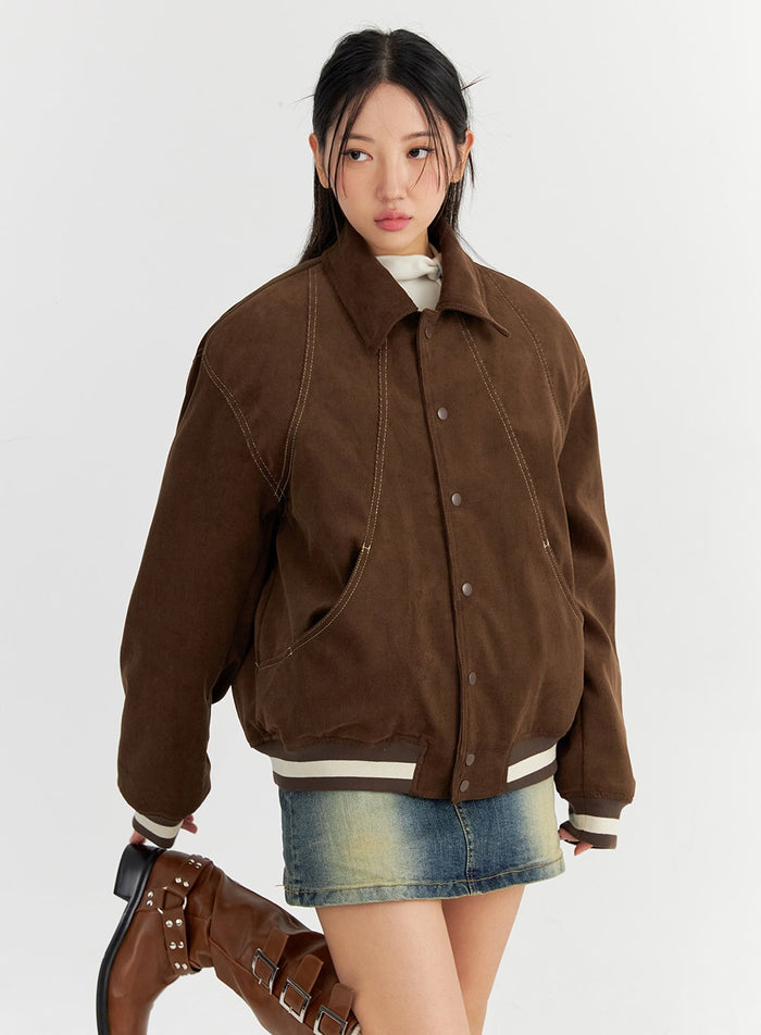 button-collared-corduroy-jacket-co327 / Brown