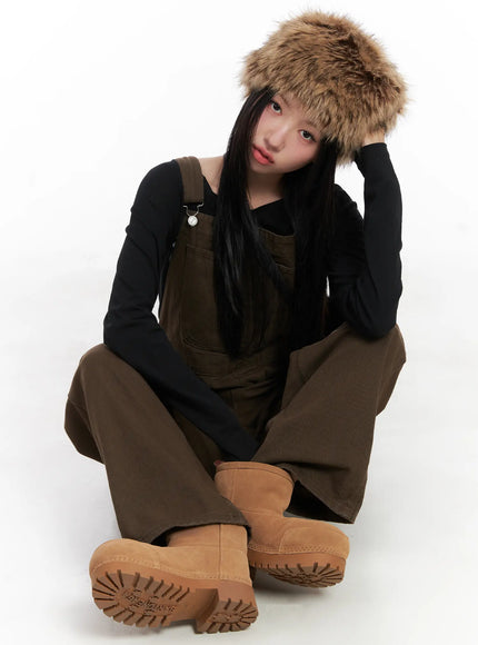 wide-leg-pocket-overalls-cd501 / Brown