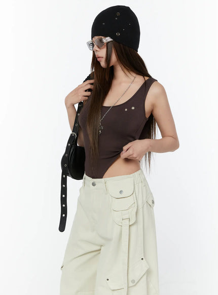 hooded-stud-bodysuit-cy518 / Brown