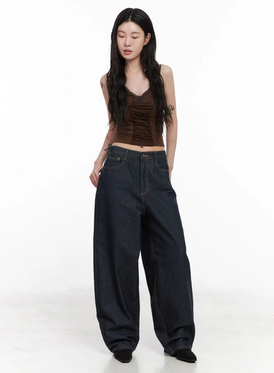 lace-trim-cami-top-cn513 / Brown