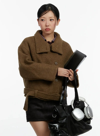 quilted-short-button-up-jacket-id525 / Brown