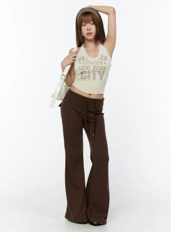 high-waisted-bootcut-lounge-pants-cy518 / Brown