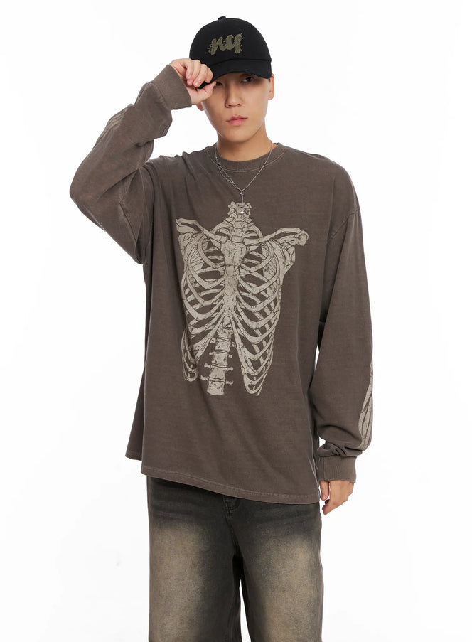 mens-pigment-graphic-long-sleeve-tee-is502 / Brown