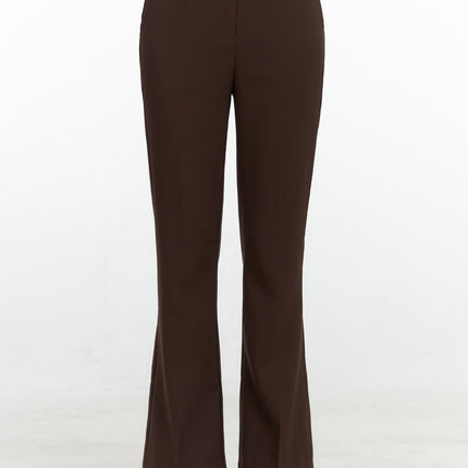 sleek-solid-flared-trousers-os423 / Brown