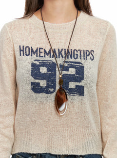 large-pendant-long-necklace-co513 / Brown