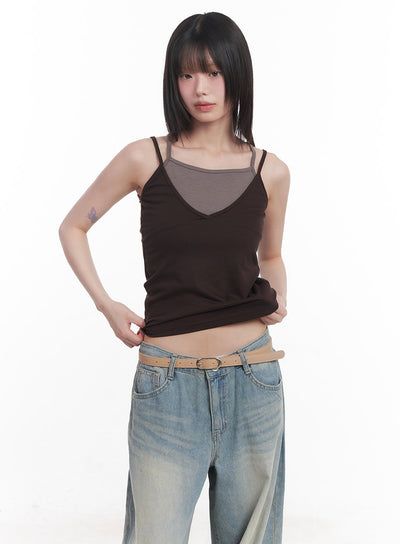 layered-two-tone-cami-cu505 / Brown