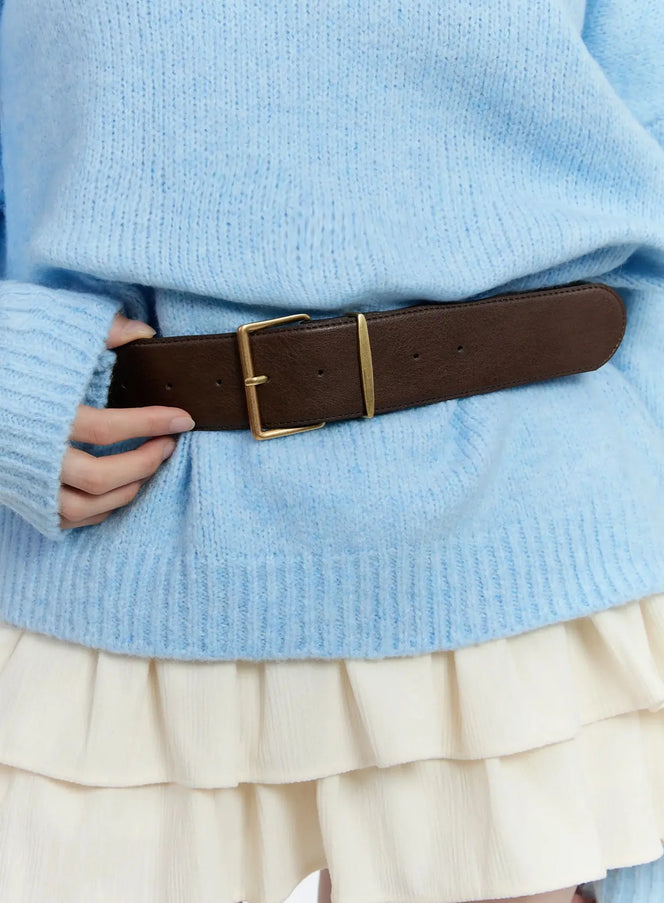 square-buckle-belt-ij516 / Brown
