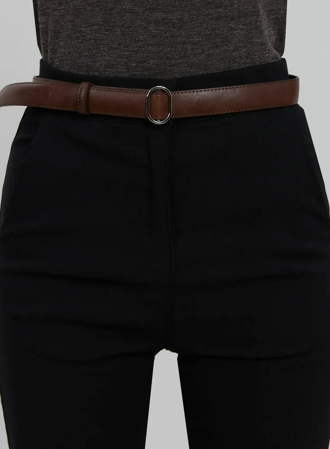 slim-oval-buckle-belt-ij509 / Brown