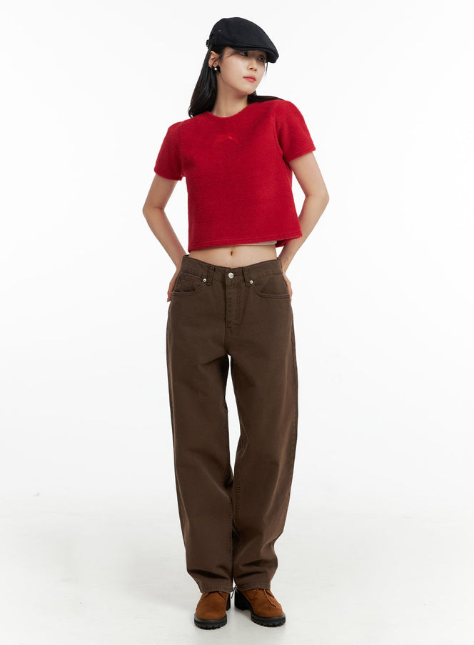 basic-straight-leg-pants-of415 / Brown