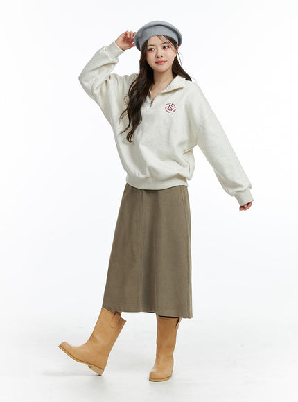 corduroy-mid-waist-maxi-skirt-oj415 / Brown