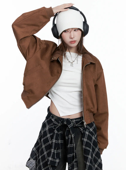 vicky-suede-two-way-jumper-jacket-cg529 / Brown