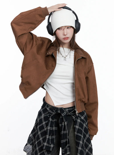 vicky-suede-two-way-jumper-jacket-cg529 / Brown