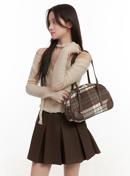 Checkered Winter Shoulder Bag IJ510