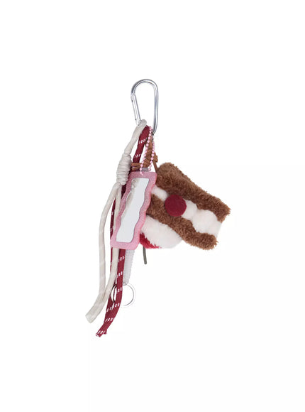 acc-koway-cherry-topped-cake-slice-keychain-cg507 / Brown