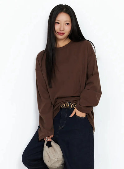 relaxed-fit-long-sleeve-tee-ia507 / Brown