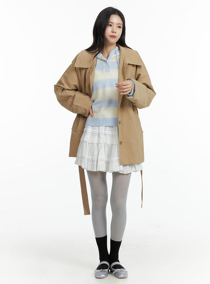 short-trench-coat-of408 / Dark beige