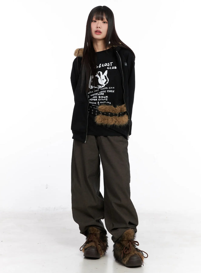 cozy-wide-leg-cotton-trousers-cn521 / Dark beige