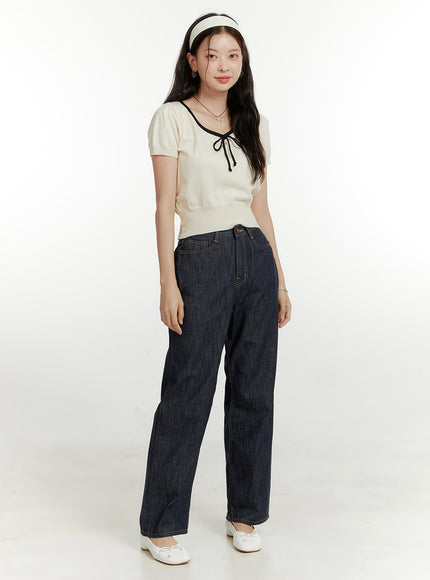 denim-straight-fit-jeans-ou418 / Dark blue
