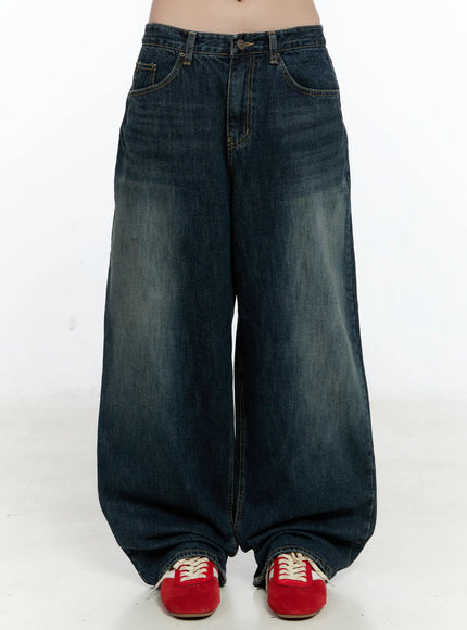 hunter-washed-wide-leg-jeans-cn517 / Dark blue