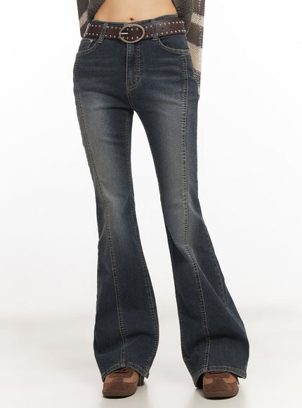 caelani-stitch-washed-bootcut-jeans-iy502 / Dark blue