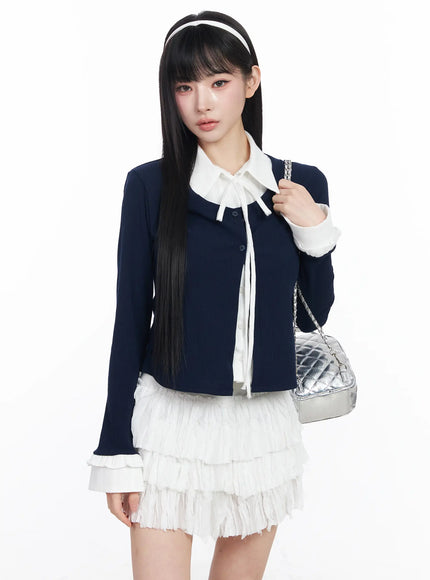 layered-shirt-cardigan-cf518 / Dark blue