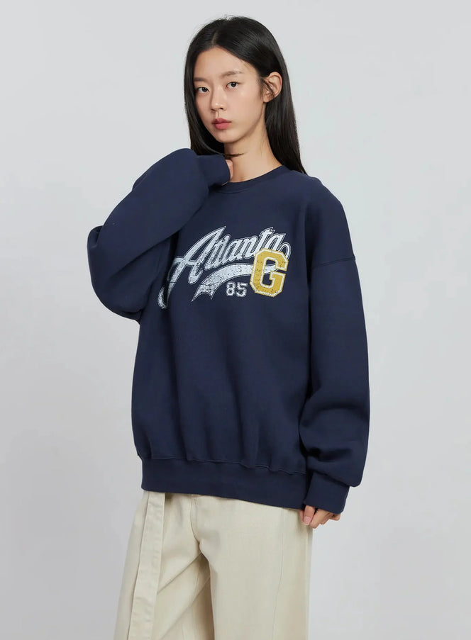 graphic-oversized-crewneck-io530 / Dark blue