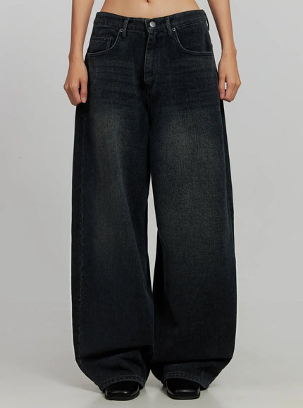 aubree-washed-wide-jeans-ij502 / Dark blue