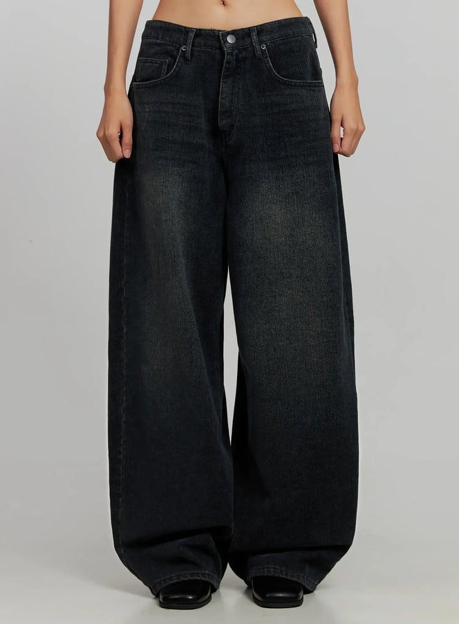 aubree-washed-wide-jeans-ij502 / Dark blue