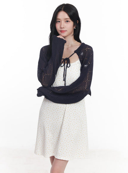 ribbon-knit-bolero-cardigan-cy523 / Dark blue